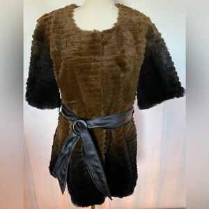 Alberto Makali Genuine Ombré Brown Black Rabbit Fur Coat/Jacket/Vest Size XL